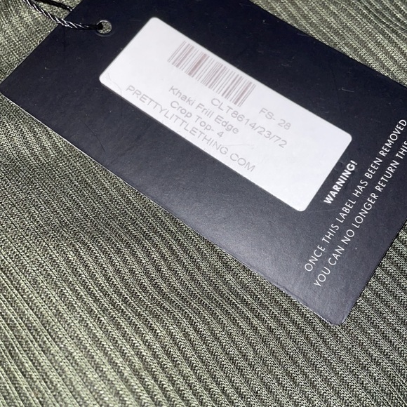 khaki frill edge crop top - Picture 2 of 2